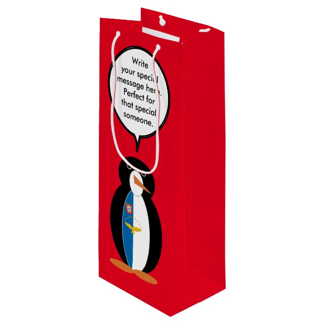 Sacola Para Vinho Azorean Talking Ms Penguin Personalizada (Frente inclinada)