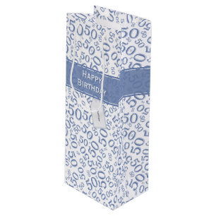 Sacola Para Vinho Azul/branco do teste padrão do número 50 do feli