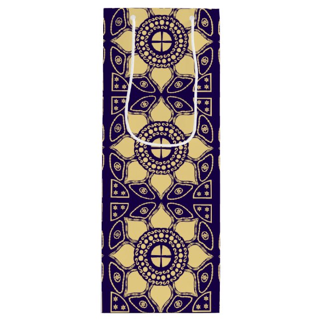 Sacola Para Vinho Azul e Dourado (Frente)