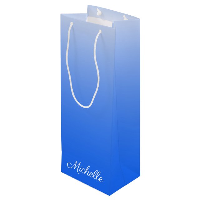 Sacola Para Vinho Azul elétrico móvel gradiente personalizado (Verso inclinado)