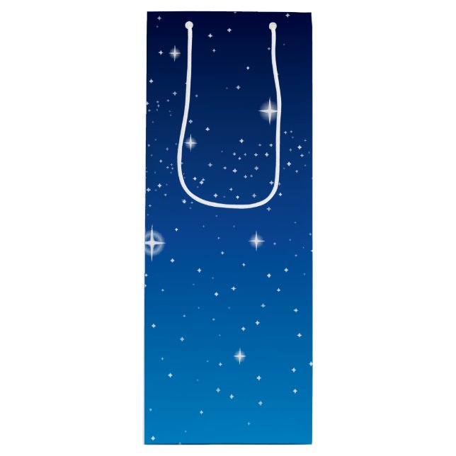 Sacola Para Vinho Azul profundo céu noturno estrelado (Frente)