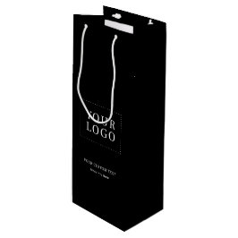 Sacola Para Vinho Bag de papel do logotipo preto simples para empres