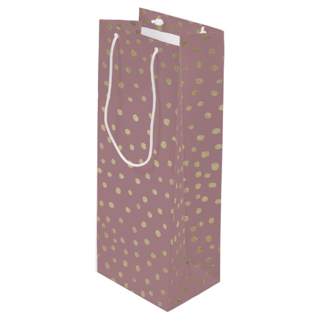 Sacola Para Vinho Bag Dot Pattert de Bronze Dourado (Frente inclinada)