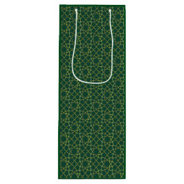 Sacola Para Vinho Bag Gift Árabe Verde e Dourada