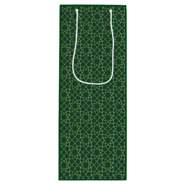 Sacola Para Vinho Bag Gift Árabe Verde e Dourada (Frente)