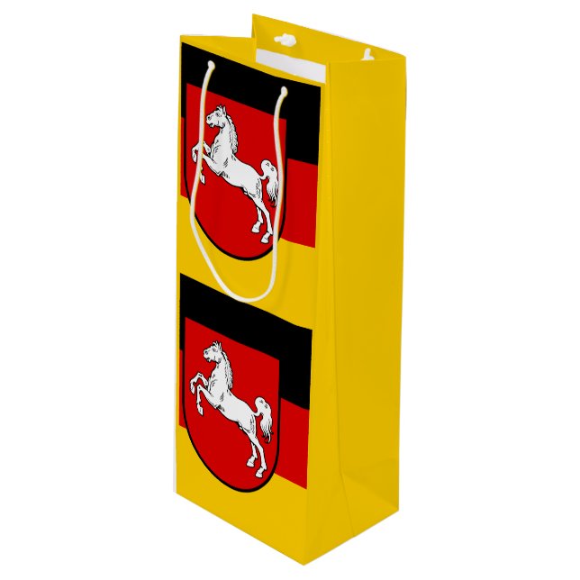 Sacola Para Vinho Bandeira do Presente de Vinho da Baixa Saxónia (Frente inclinada)
