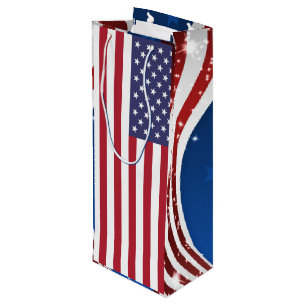 Sacola Para Vinho Bandeiras Patrióticas Americanas