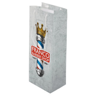 Sacola Para Vinho Barbearia King Crown Barber Pole Salão de Cabelo
