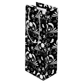Sacola Para Vinho Barroco Preto Damask Botânicos