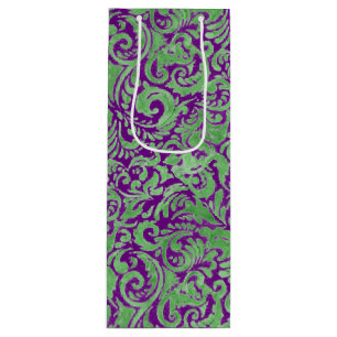 Sacola Para Vinho Batik floral verde roxo