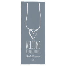 Sacola Para Vinho Bem-vindo ao Nosso Casamento Dusty Blue