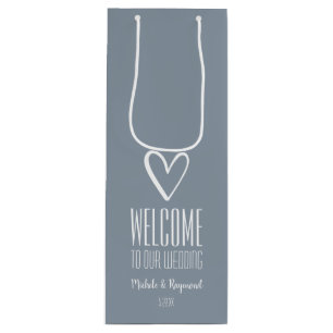 Sacola Para Vinho Bem-vindo ao Nosso Casamento Dusty Blue