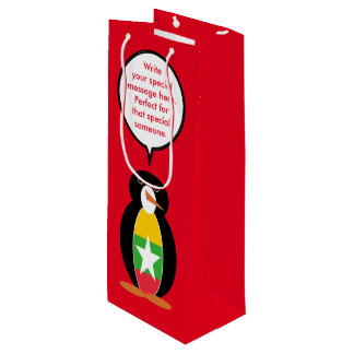 Sacola Para Vinho Birmânia Myanmar Pinguim Falante Personalizado