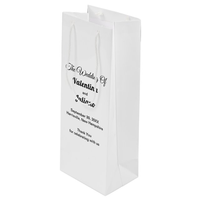 Sacola Para Vinho Black and White Wedding Wine Gift Bag (Frente inclinada)