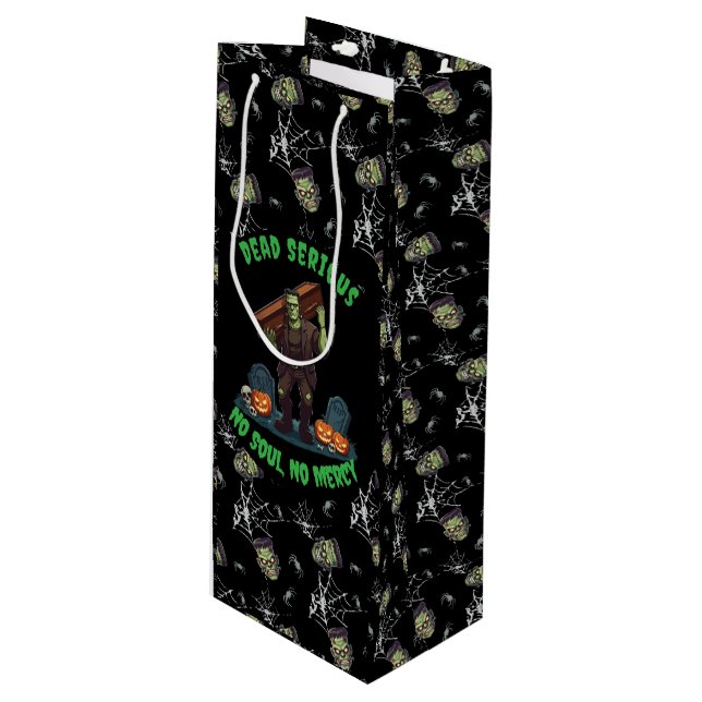 Sacola Para Vinho 🖤 Black Frankenstein Halloween Gift 💀 🎃 (Frente inclinada)