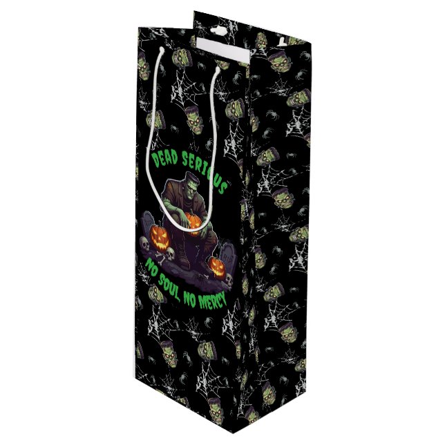 Sacola Para Vinho 🖤 Black Frankenstein Halloween Gift 💀 🎃 (Frente inclinada)