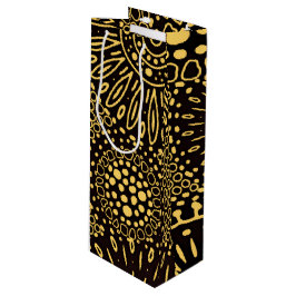 Sacola Para Vinho Black Gold Ethnic Floral Wine Gift Bag