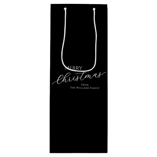 Sacola Para Vinho Black Modern Minimalist Merry Christmas (Frente)
