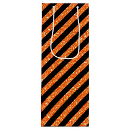 SACOLA PARA VINHO BLACK & ORANGE GLITTER PARECE HALLOWEEN