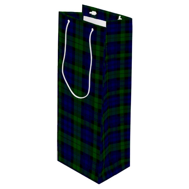 Sacola Para Vinho Black Watch Tartan Blue Green Xadrez (Frente inclinada)