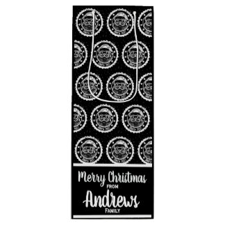 Sacola Para Vinho Black Whimsical Santa postage stamp