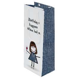 Sacola Para Vinho Bloco de Aniversário com Vinho