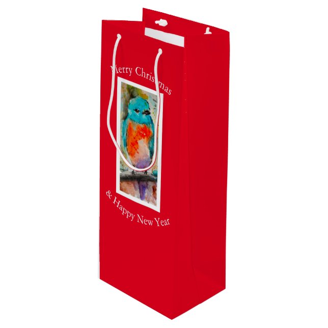 Sacola Para Vinho Blue Bird Gift Bag (Frente inclinada)