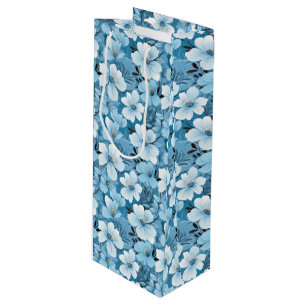 Sacola Para Vinho Blue Floral Gift Bag