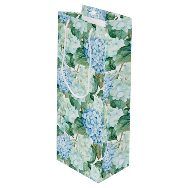 Sacola Para Vinho Blue Hydrangeas Gift Bag (Frente inclinada)