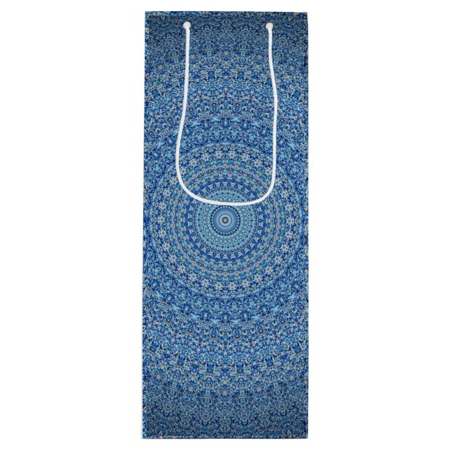 Sacola Para Vinho Blue Mandala (Frente)