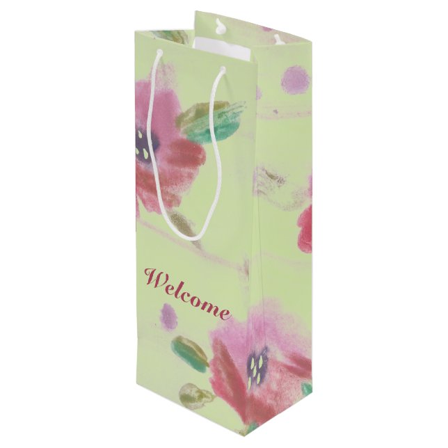 Sacola Para Vinho Boas-vindas a eventos floridos (Verso inclinado)