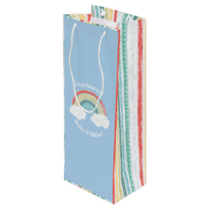 Sacola Para Vinho Boho Rainbow Chá de fraldas Blue Boy