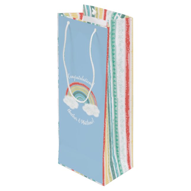 Sacola Para Vinho Boho Rainbow Chá de fraldas Blue Boy (Verso inclinado)