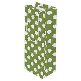 Sacola Para Vinho Bolinhas brancas de verde-oliva