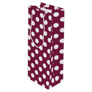 Sacola Para Vinho Bolinhas brancas em burgundy