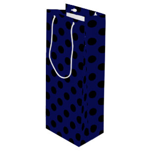Sacola Para Vinho bolinhas pretas em azul marinho