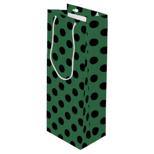 Sacola Para Vinho bolinhas pretas em verde cinza