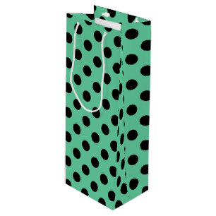 Sacola Para Vinho bolinhas pretas em verde de menta