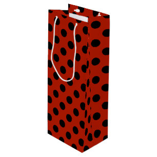Sacola Para Vinho bolinhas pretas em vermelho