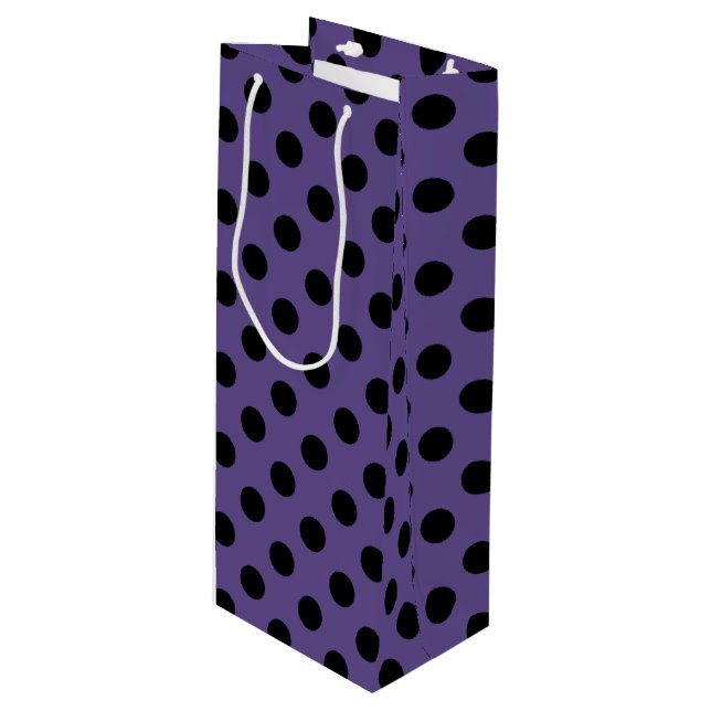 Sacola Para Vinho Bolinhas pretas no ultravioleta (Frente inclinada)