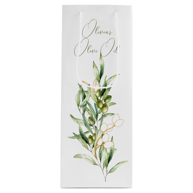 Sacola Para Vinho Bolsa de Merchandise de Azeitona Verde e Dourada (Frente)