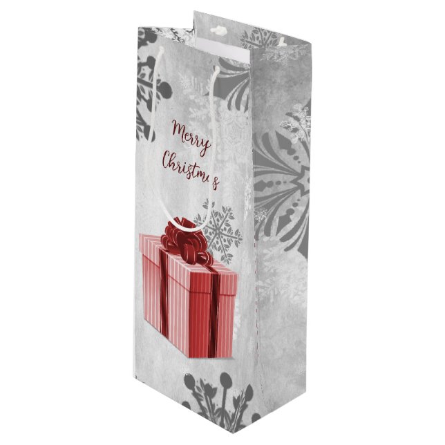 Sacola Para Vinho Bolsa de Presente de Natal Vermelho (Frente inclinada)