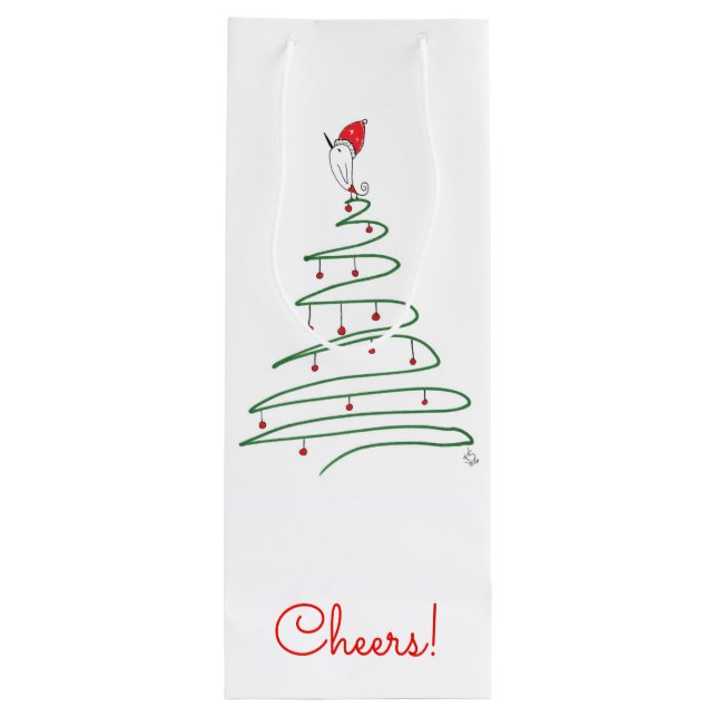 Sacola Para Vinho Bolsa de Presente de Pássaro de Natal (Verso)