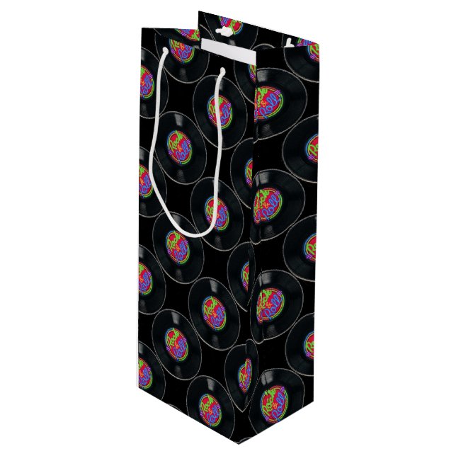 Sacola Para Vinho Bolsa de Presente de Vinilo Retro Rock & Roll (Frente inclinada)