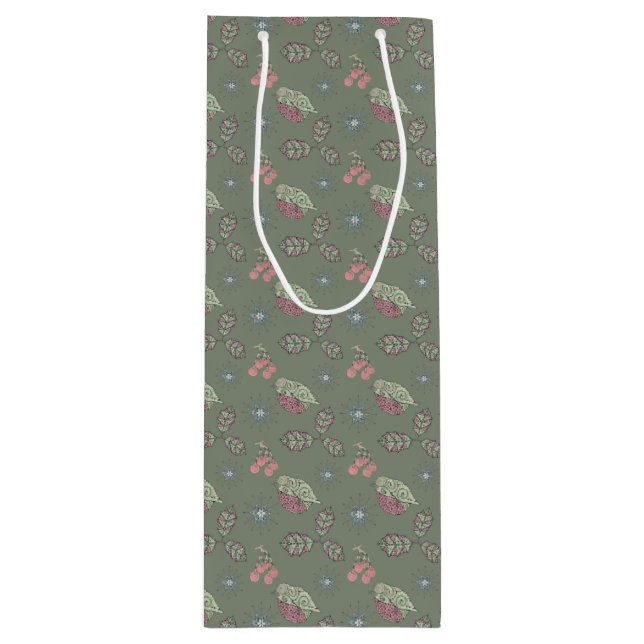 Sacola Para Vinho Bolsa de presentes de Natal Robin (Frente)