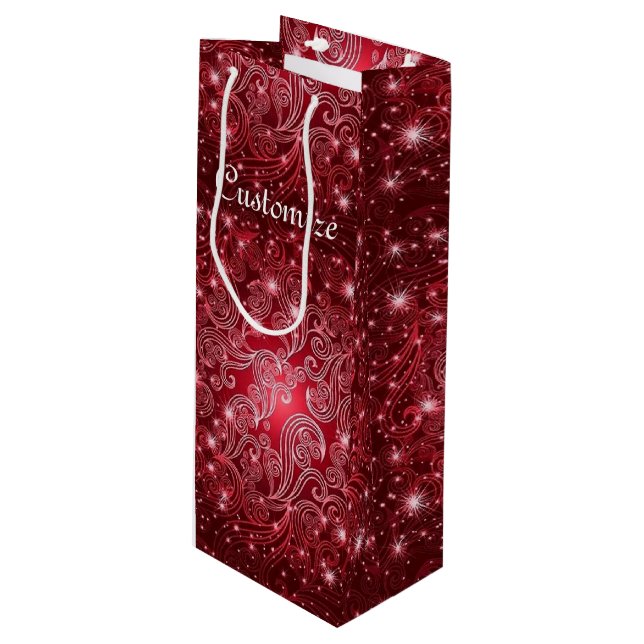 Sacola Para Vinho Bolsas de Mata Celestial Vermelha e Estrelas (Frente inclinada)
