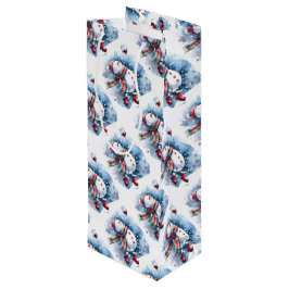 Sacola Para Vinho Boneco de Neve Fofo Bebendo Vinho