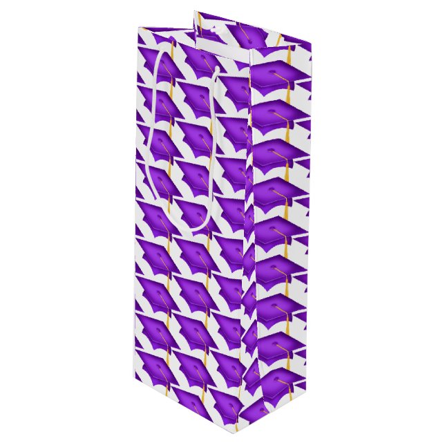 Sacola Para Vinho bonés de formatura roxos com torneira de ouro (Frente inclinada)