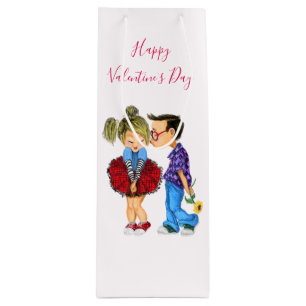 Sacola Para Vinho Bonito Casal Romântico - Beijo - Dia de os namora
