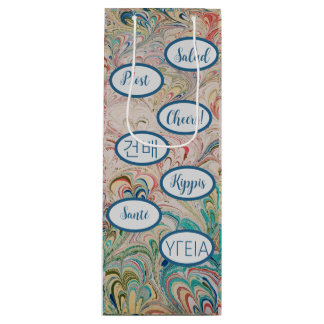 Sacola Para Vinho Bonito Marbled Cheers Gift Bag